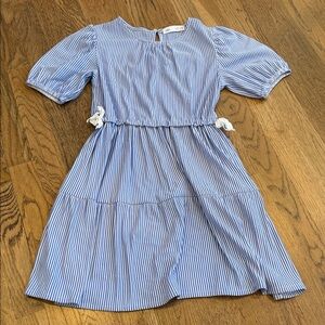 Girls Zara Blue white Striped Kids Dress sz 10
